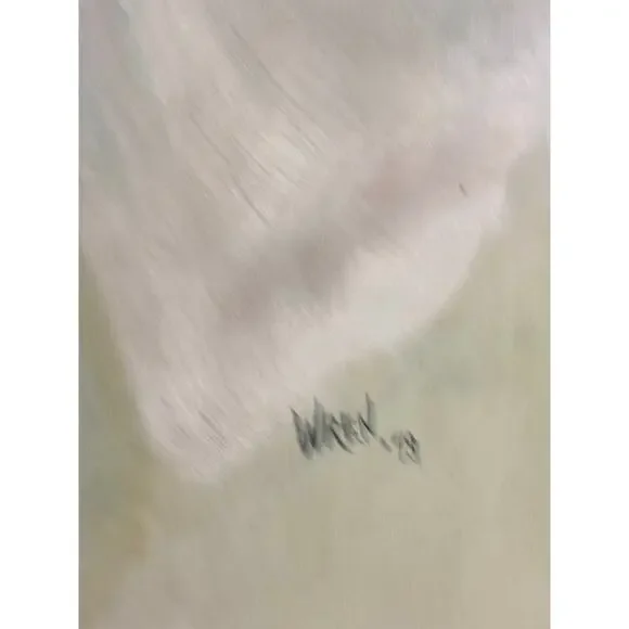 Vintage Signed Sad Clown Oil Painting by WREN ’79 Framed Original Artwork MCM